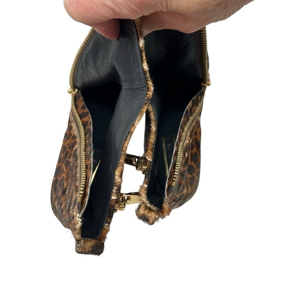 Rachel Zoe Leopard Print Calf Hair Leather Low Heel Ankle Booties Boots Size 7.5 - Picture 15 of 16